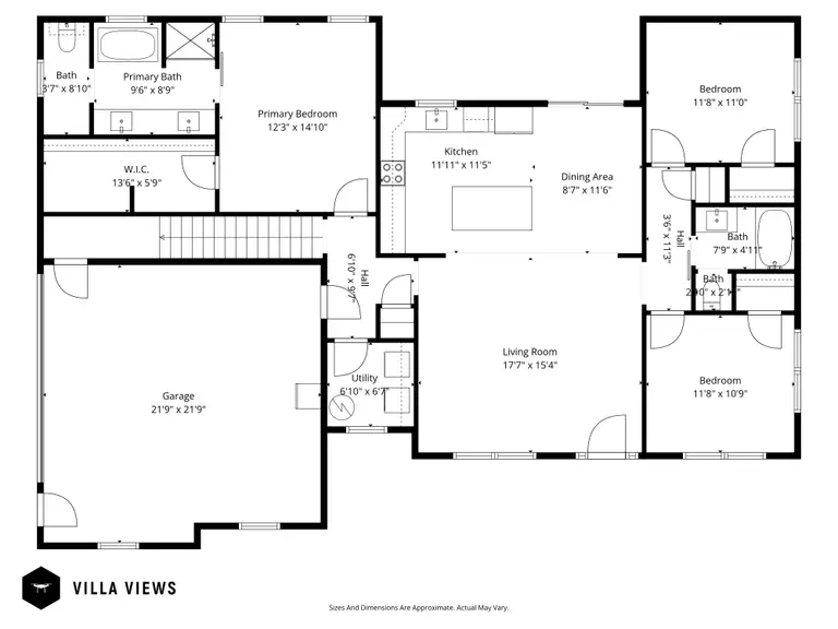 2D floor plan with room dimensions - Villa Views floor plan sample