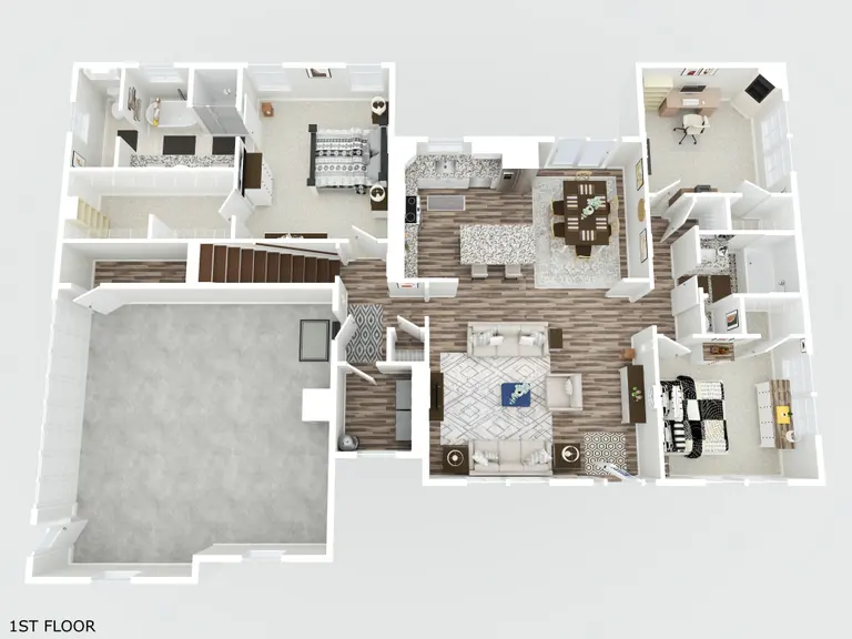 3D rendered floor plan with furnishings - Villa Views floor plan sample