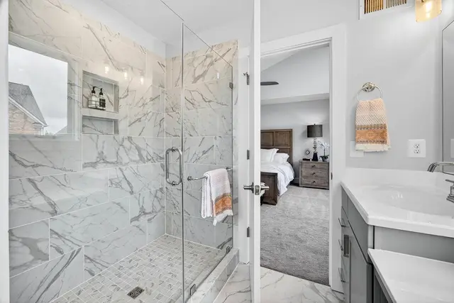 Bathroom photography  -  marble walk-in shower